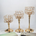 European Vintage Crystal Wrought Iron Candlestick Home Decoration Three-Piece Set Electroplated Metal Handmade Valentine's Day