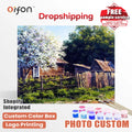 Orfon Dropshipping Rural Cabin Spring Landscape Paint by Numbers Kit - Blossom Tree & Wooden Cabin Art for Home Decor DIY Craft