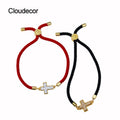 2022 Black Christian Cross Charm Bracelet Fashion Druzy Red Thread with Gold Plating for Women and Men