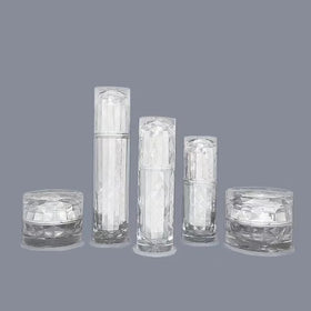 Luxury Cosmetic Cream Lotion Pump Bottle 30ml 50ml 80ml Silver Cylinder Plastic Acrylic In-Sock with Pump Sprayer