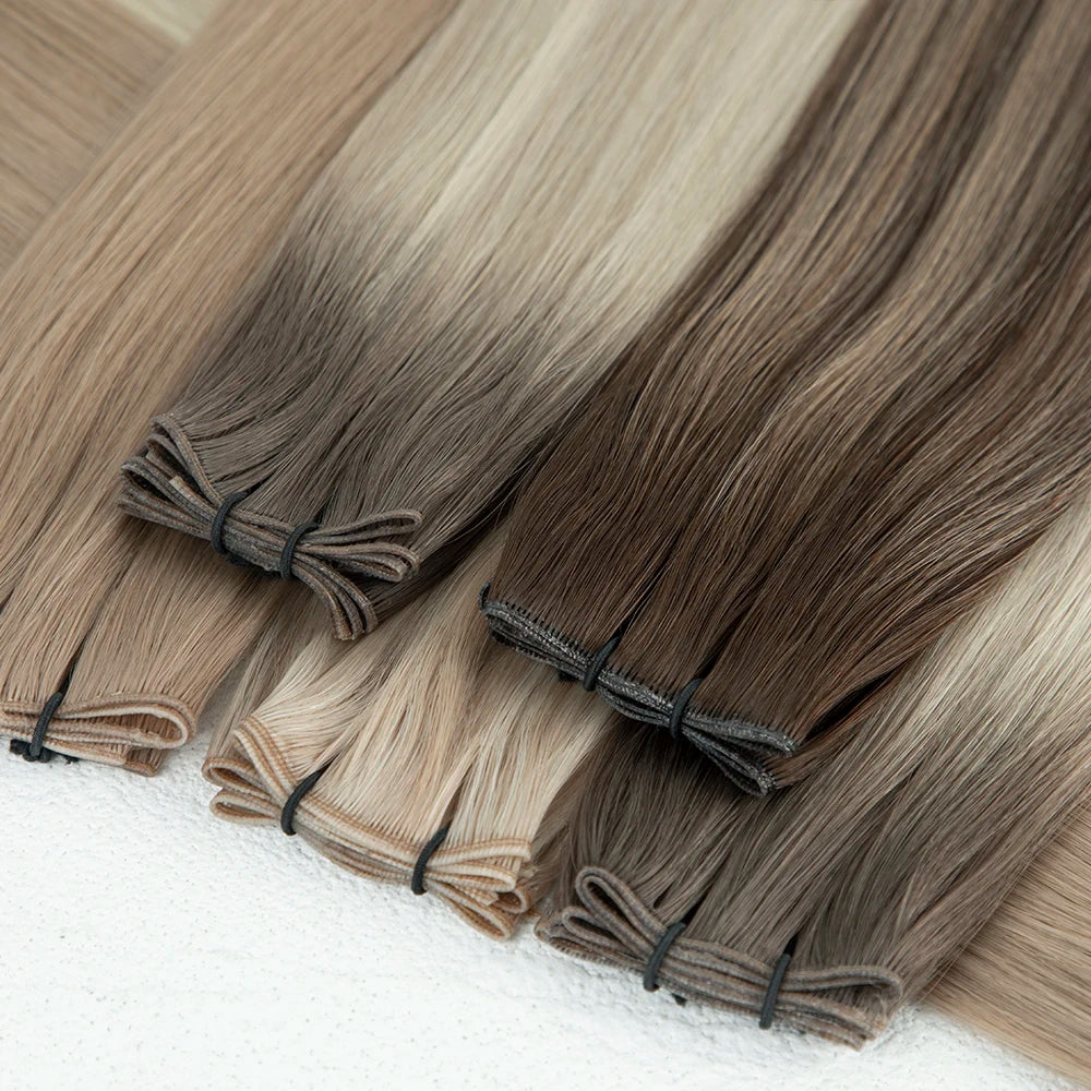 LeShine New Arrival Genius Weft Top Quality  Human Hair Russian Slavic Hair Extensions Genius Weft Hair Extensions