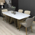 Luxury Visionnaire Interior Design Big Table Gold Stainless Steel Dinner Table Travertine Marble Dining Table