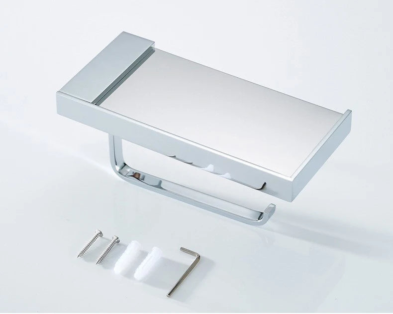 Stainless Steel 304 Wall Mounted Hotel Bathroom Toilet Tissue Holder Bathroom Roll Paper Holder with Mobile Phone Holder