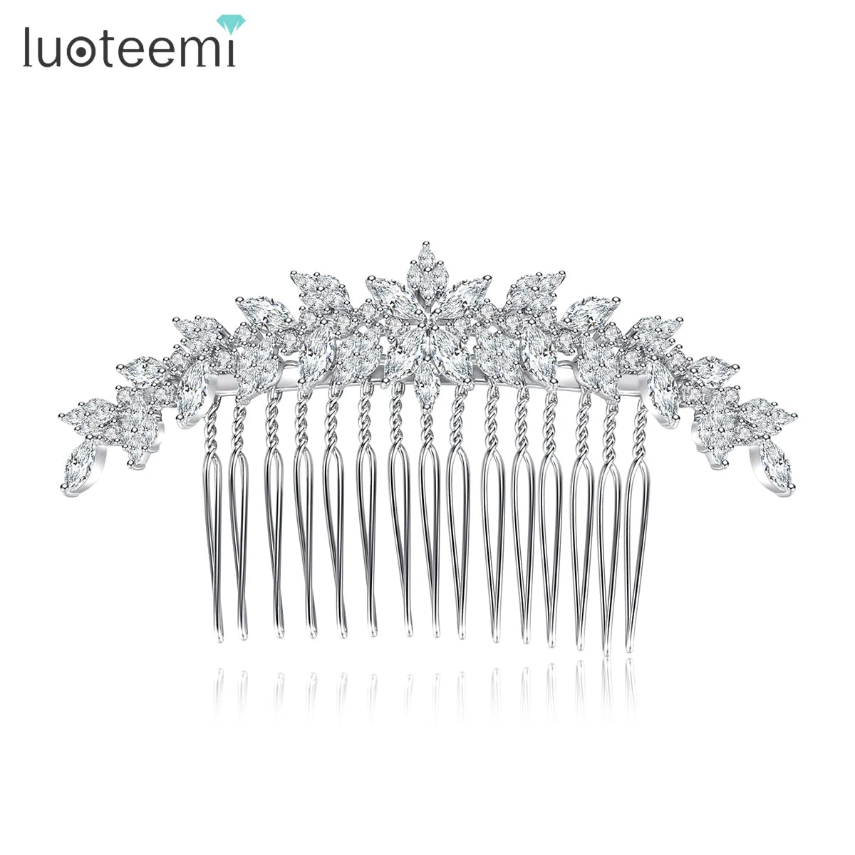 LUOTEEMI Wedding Flower AA a Cubic Zircon Hair Pins for Woman Vintage Style Jewelry Design