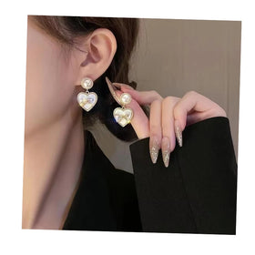 VKME New Design Fashion Pearl Heart Earrings for Women Jewelry Wholesale