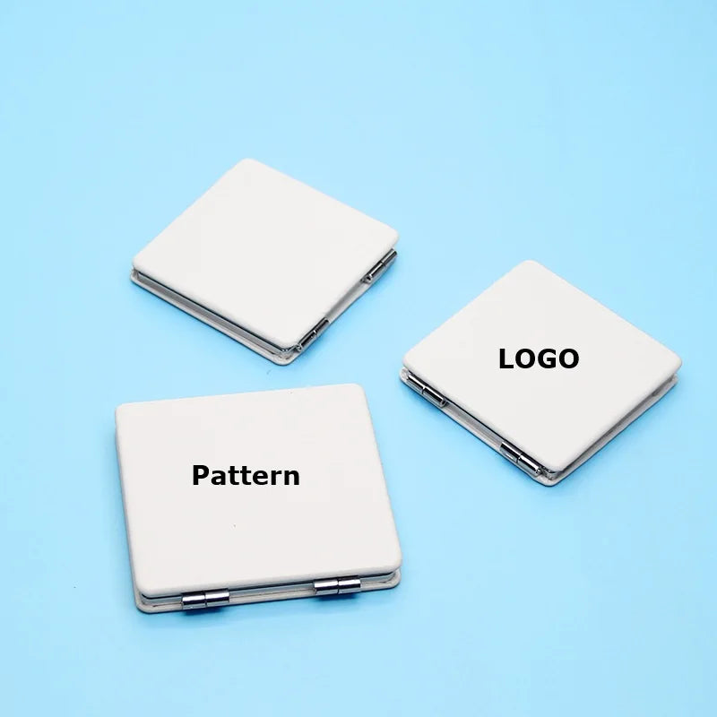 Your Logo Pattern Printing Handheld Cosmetic Mirror Small Pocket Mirror Round Square Heart Oval Shape Compact Mirrors Magnifier