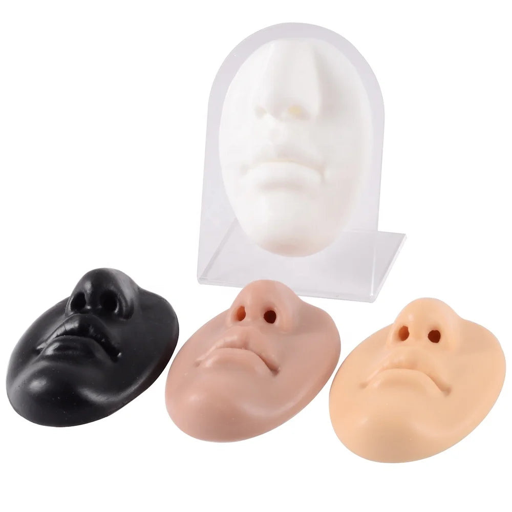 Soft Silicone Trendy Face Model Display Stand for Tattoo Puncture Practice Body Piercing Jewelry Display Tool Great Gift Idea