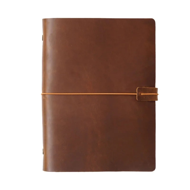 European Style A5 Size Loose-leaf Cowhide Notebook Genuine Leather Retro Daily Office Business Diary Handmade Notebook