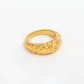 High End 18K PVD Vintage  Retro Textured Waterproof Tarnish Free Unique Hammered Stainless Steel Rings Trendy Rings New Jewelry
