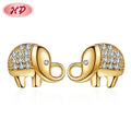 Fashion Jewelry Earrings Zircon Cubic Zirconia Stone 18K Gold Paved Elephant Stud Earrings for Women Mini Ear Jewelry