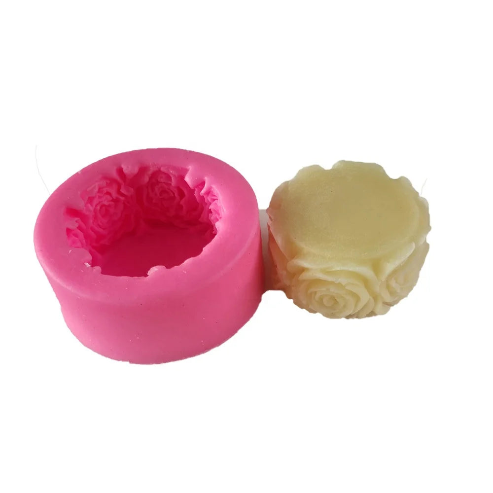 B-5005  Rose Flower Shape Soap Resin Silicone Candle Mold Aromatherapy Candle DIY Material for 3D Mould