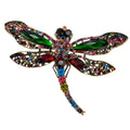 Women Rhinestone Studded Dragonfly Brooch Fashionable Insect Coat Accessories Pin Jewelry