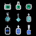 2024 New Arrival Women Fine Jewelry 925 Sterling Silver Lab Grown Sapphire Paraiba Columbian Emerald Gemstone Pendant Necklace