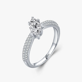 Ailmay New Sale Fashion 925 Sterling Silver Luxury Cut Sparkling CZ Rings for Women Girls Party Accessories Jewelry
