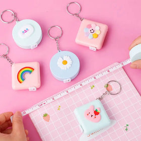 150cm 60-In Measure Body Measuring Tape Keychain Ruler Sewing Tailor Cute Mini Measuring Soft Telescopic Tape with Keychain