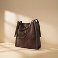 Genuine Leather Casual Tote Bag for Women with Cotton Lining and Small Capacity