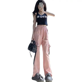 Women's Trousers High Waist Loose Casual Trousers Vintage Lady Multi Pocket Streetwear Straight Cargo Pants