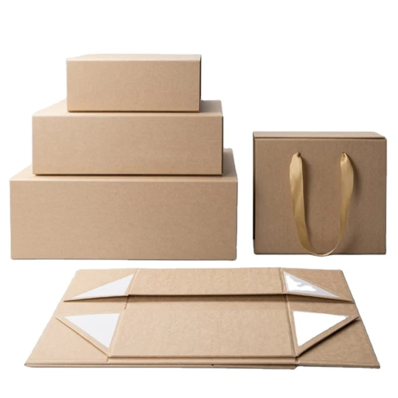 Ready to Ship Cheap Folding Kraft Paper Shoes Clothes Packaging Box Foldable Casual Shoes Box Packaging