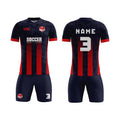 Custom Black Red Men's Soccer Jersey Football Uniform Breathable 100% Polyester Quick Dry V-neck Club Soccer Wear