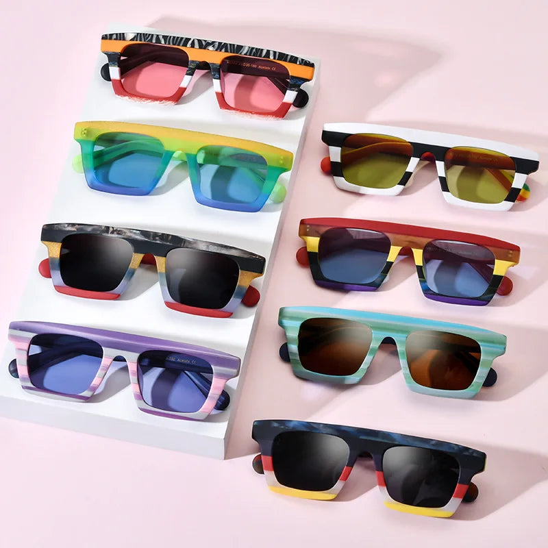 New Unisex Colorful Matte Acetate Round Optical Eyeglass Frames for All Face Men Spectacles Eyewear Polarized Sunglasses Shades