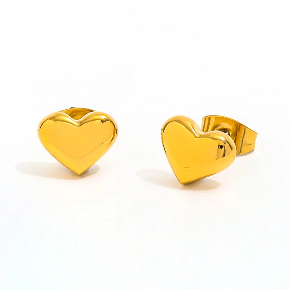 High End 18K PVD Gold Plated Stainless Steel Smooth Heart Stud Earring Dainty Earring Minimalist Earring Costume Jewelry