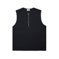 260G Wholesale OEM Custom Logo Printing Summer Sleeveless Men's T Shirts Waffle Tank Tops Plain Vests Front Zippers