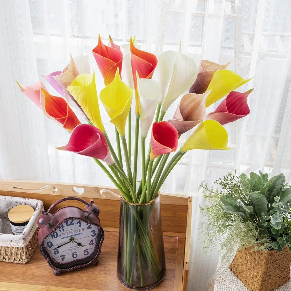 Y0029 Wholesale Natural Looking Artificial Large PU Calla Lily Real Touch Flower for Living Room Wedding Outdoor Decoration