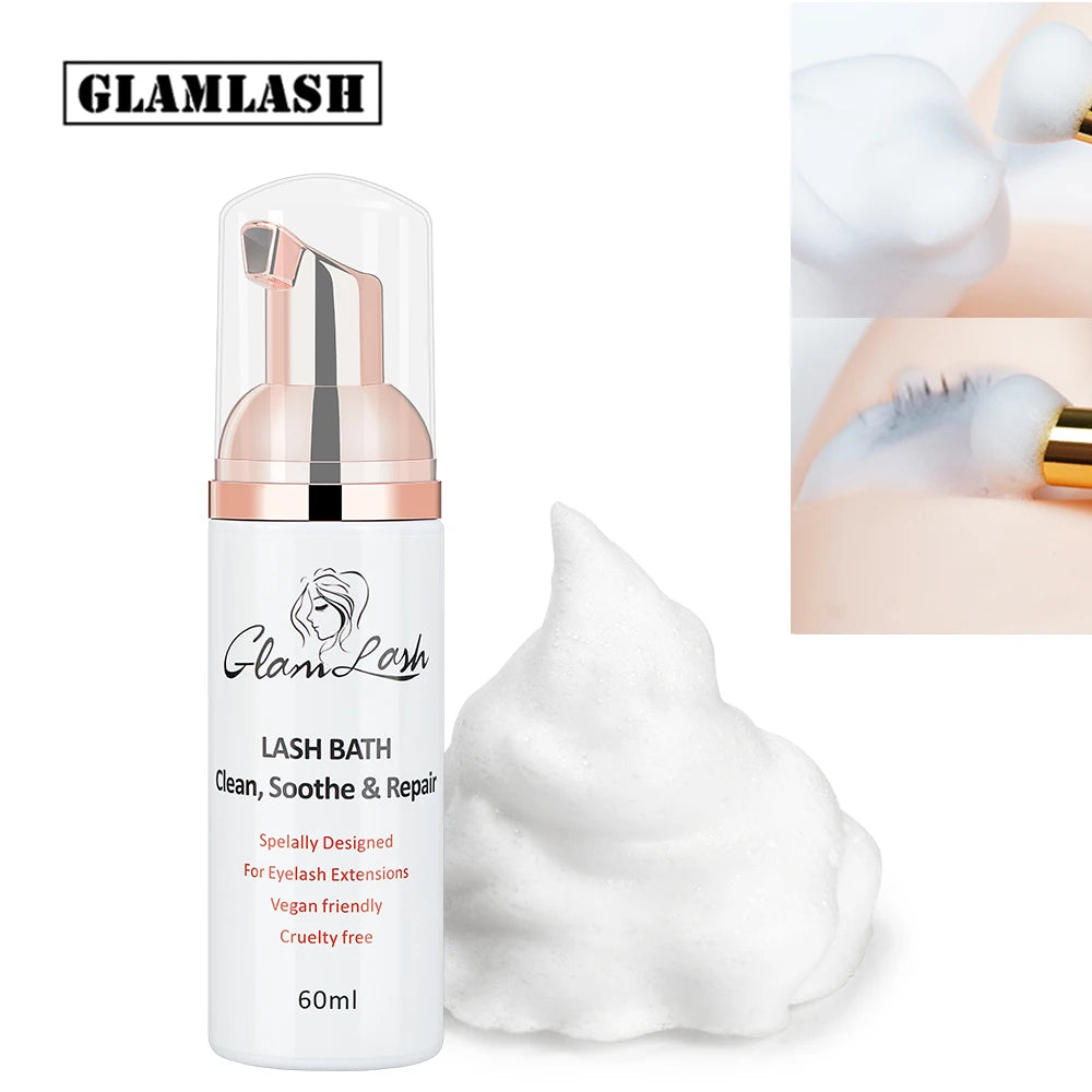 GLAMLASH 60ml Beauty Tool Foam Cleanser Shampoo for Eyelash Extensions Eye Cleaning 3D Mink Eyelashes 60ml Lash Extension Lash