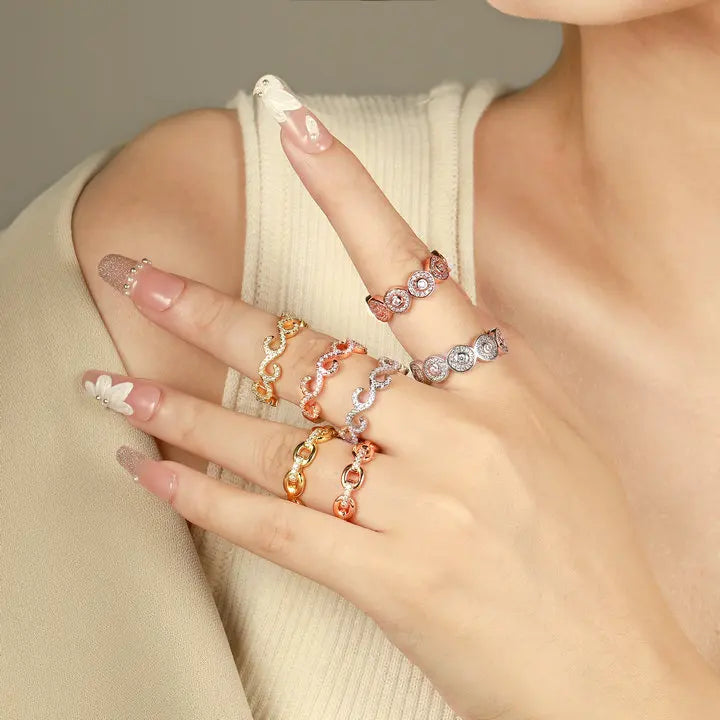Silver Jewelry Women Rose Gold Plated Zircon Ring Bulk Women Wedding Band Eternity Sterling Silver 925 Rings