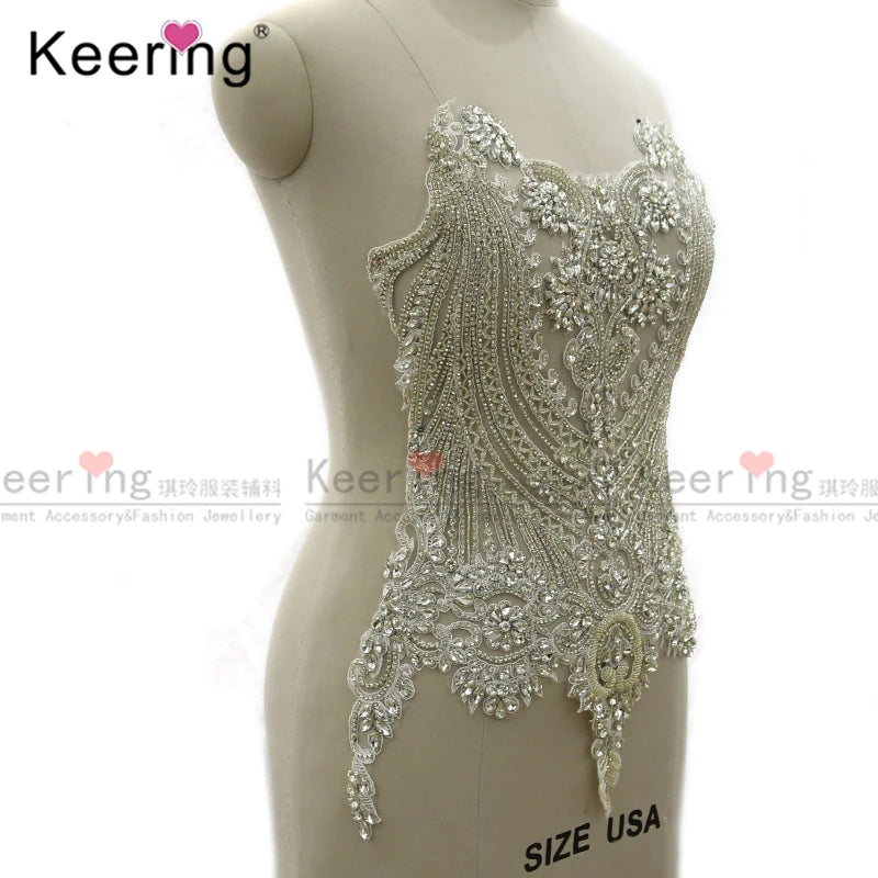 Hot Design Diamond Rhinestone Applique Bead Patches for Evening Dress WDP-360