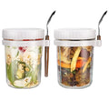 Custom logo Overnight Oats Glass Containers with Lids Spoons 16 Oz Mason Jars for Leak Proof Cereal Fruit Vegetable Milk Yogurt