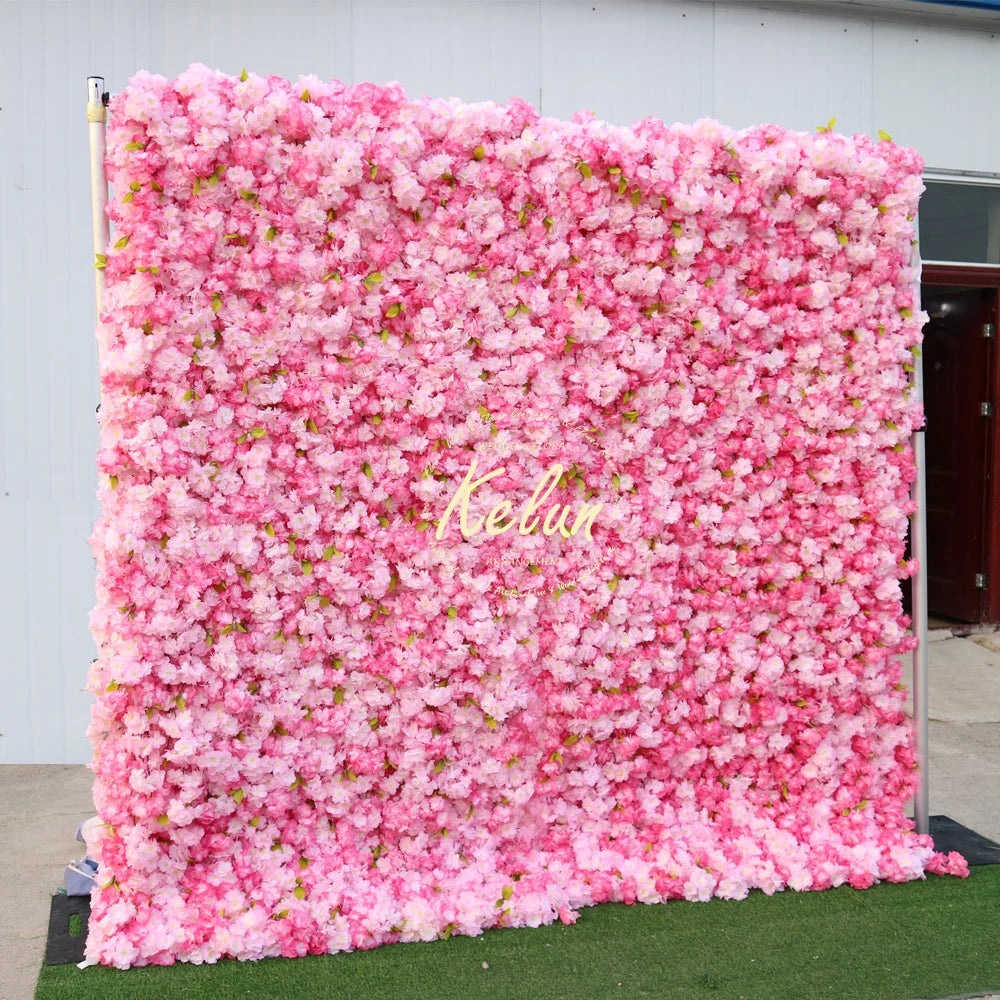 KL-WA96 Wholesale Artificial Rose Flower Wall Panel Backdrop Roll up 8ft X 8ft Flower Wall for Wedding Party Event Decoration