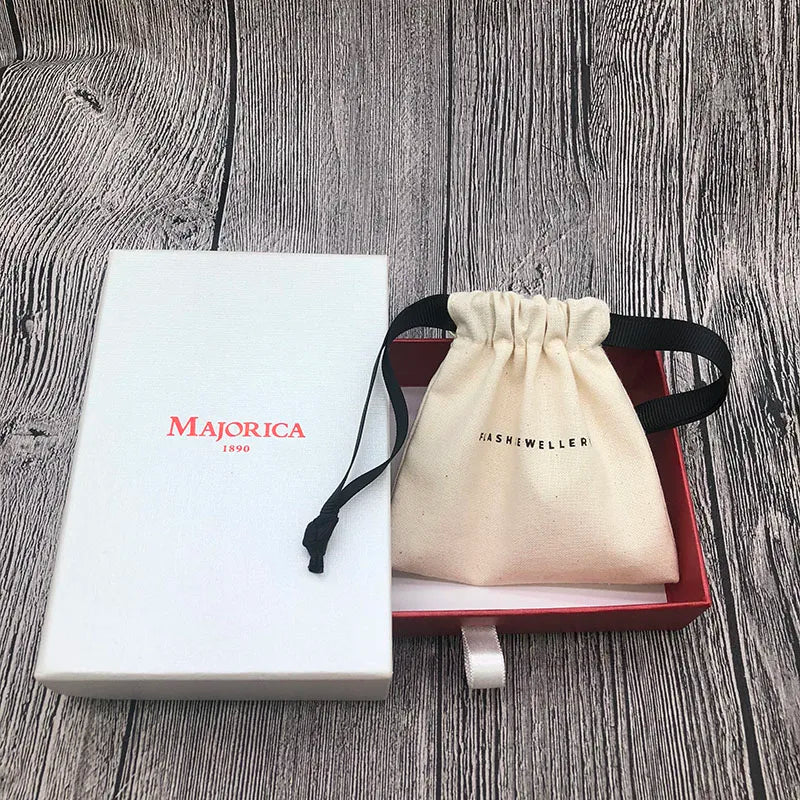 Custom Drawstring Muslin Cotton Jewelry Pouches with Box