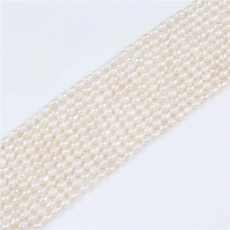 4-5mm Natural White Freshwater Rice Drop Shape Pearls for Jewelry Making