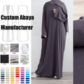 Plus Size Modest Islamic Clothing EID Ramadan Knitted Turkey Maxi Dress Muslim Fall Ribbed Abaya