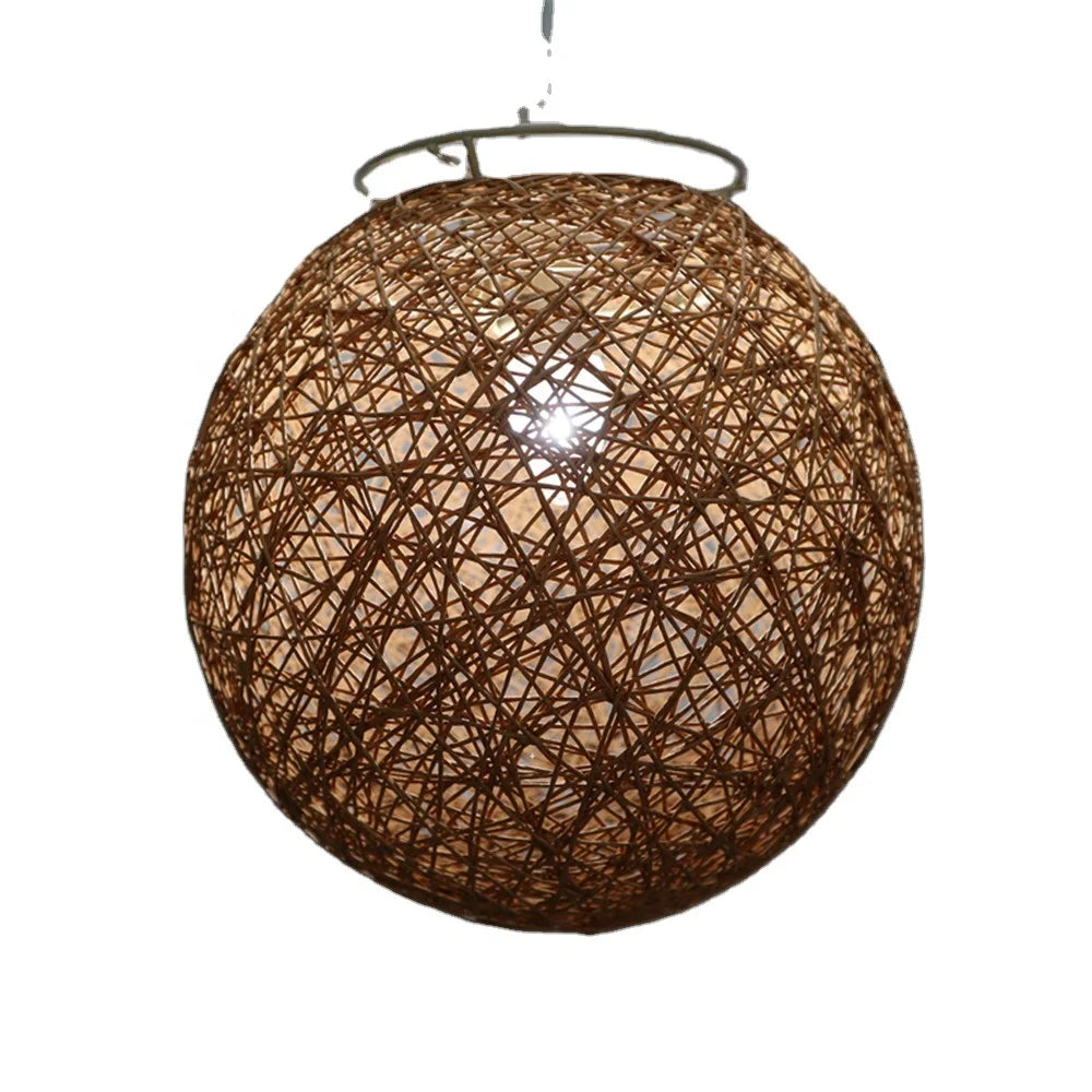 Customized Modern Wicker Rattan Globe Ball Style Ceiling Pendant Light Lamp Shade for Living Room