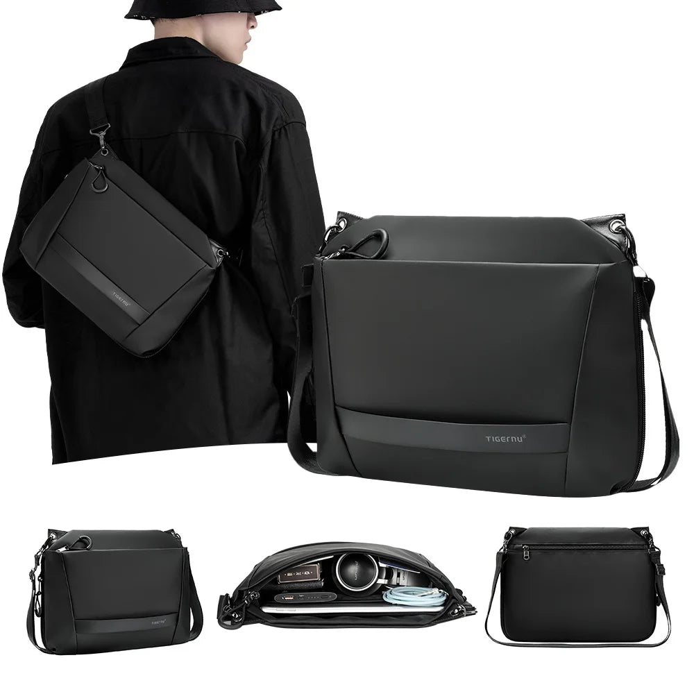 Business Lightweight Portable Waterproof Large Capacity 9-inch TPU Multi Pocket Storage Crossbody Bag Suitable for Commuting