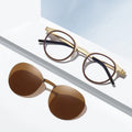 MK7906 New Fashion Round Magnetic Metal Clip Sunglasses Custom Logo TAC Polarized Night Vision Lens Solid Pattern Sun Shades
