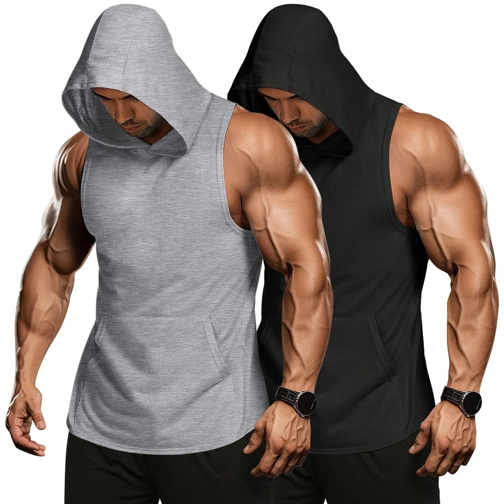 Wholesale Muscle Fit Men's Workout Tank Tops Bodybuilding Muscle Shirts Puff Print Men Sleeveless Gym Hoodie Shirt
