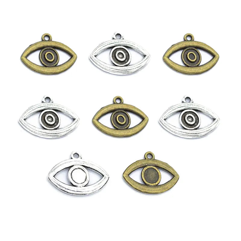 Metal Antique Eyes Charm Fit Necklace Pendant Jewelry Making 20*16mm I185