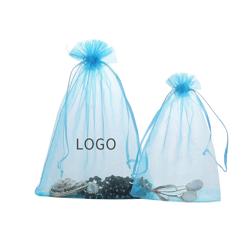 Hot Sale Custom Style Printed Organza Pouch Mesh Organza Drawstring Pouch Organza Gift Bag
