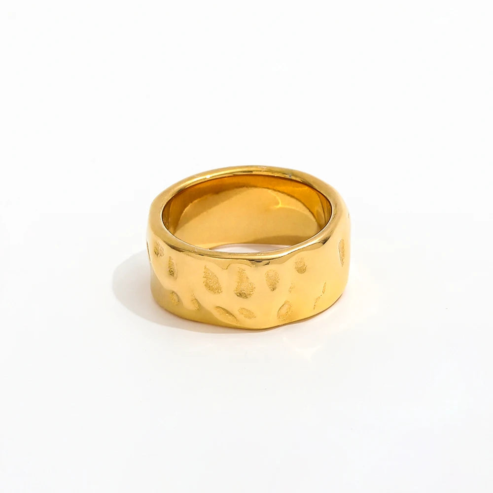 High End 18K PVD Gold Plated Irregular Ring for Women Tarnish Free Stainless Steel Jewelry
