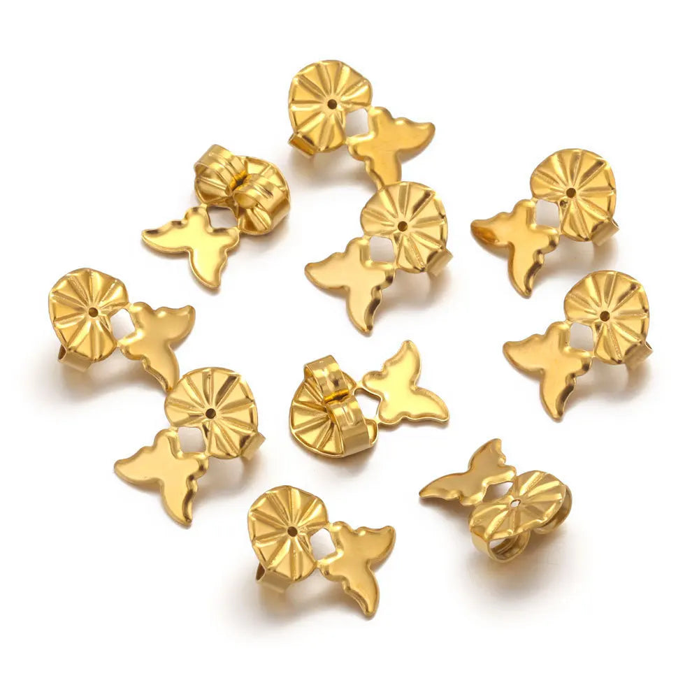 Stainless Steel Earring Back Replacement Pierced Earring Backings Secure for Studs Butterfly and Heart Earring Stopper