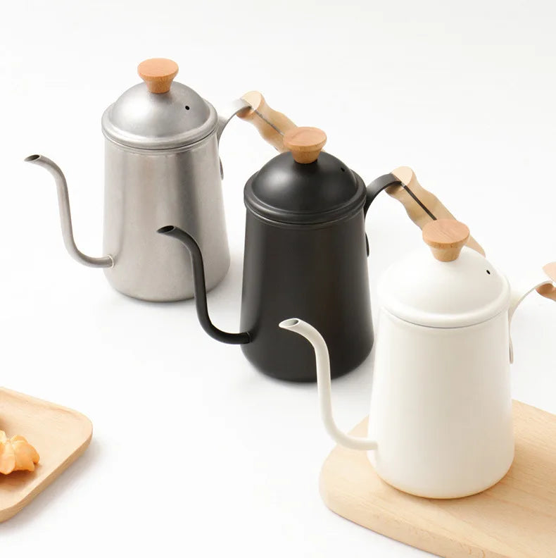Stainless Steel Large Capacity Pour Over Coffee Tools Insulation Gooseneck Kettle Wooden Handle Coffee Pot Dirp Coffee Kettle