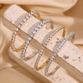 Wholesale Fashion Jewelry 18K Gold Plated Stainless Steel Elastic Bracelet Luxury Full Zircon Chain Tennis Bracelets for Women
