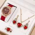 New 5pcs Set Watches Women Leather Band Ladies Watch Simple Casual Women Analog Wristwatch Bracelet Gift Montre Femme