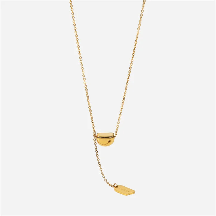 Fashion Jewelry Stainless Steel 18k Gold Plated Ladies Gold Bean Tassel Heart Charm Necklace