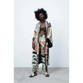 New Arrival Patchwork Ethnic Shirt Cardigan High Waist Elastic Patchwork Pants Kimono Casual Wear