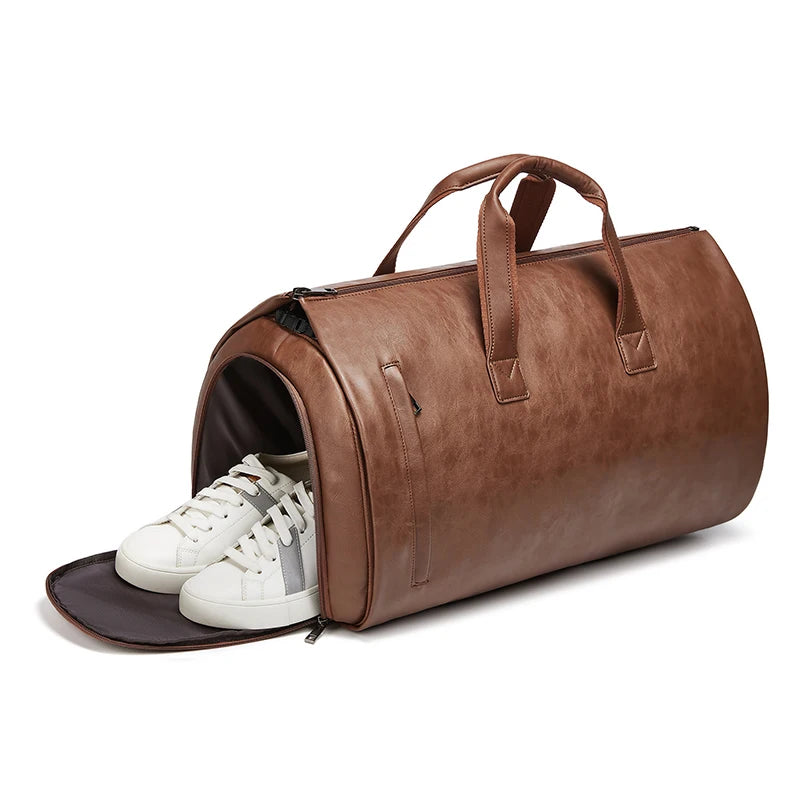 Custom OEM Overnight Bag Waterproof PU Leather Large Carry on Bag Travel Tote Duffel Bag for Men