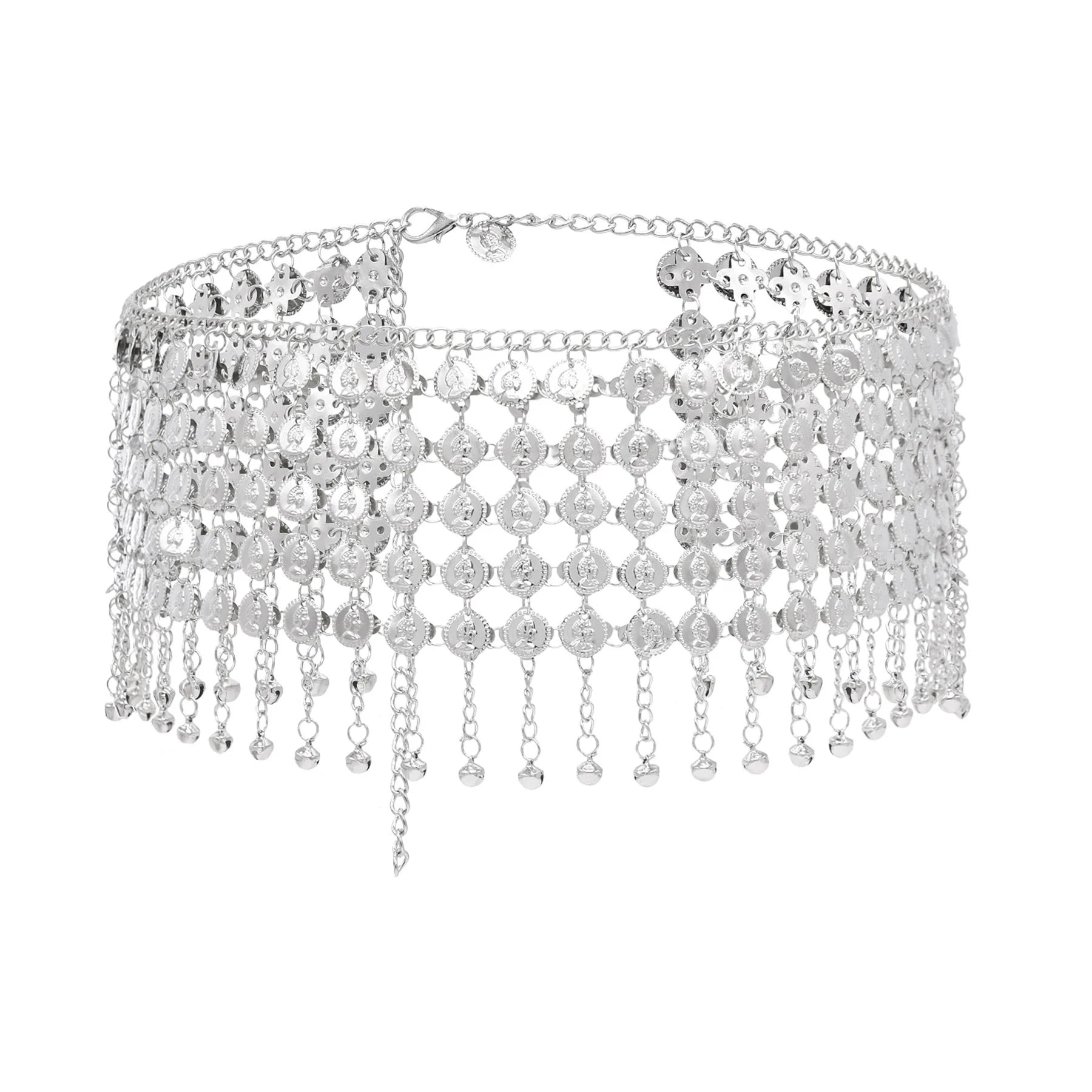 Silver Multi-layer Coin Tassel Body Chain Bohemian Ethnic Waist Chain Women's Party Wedding Accessories